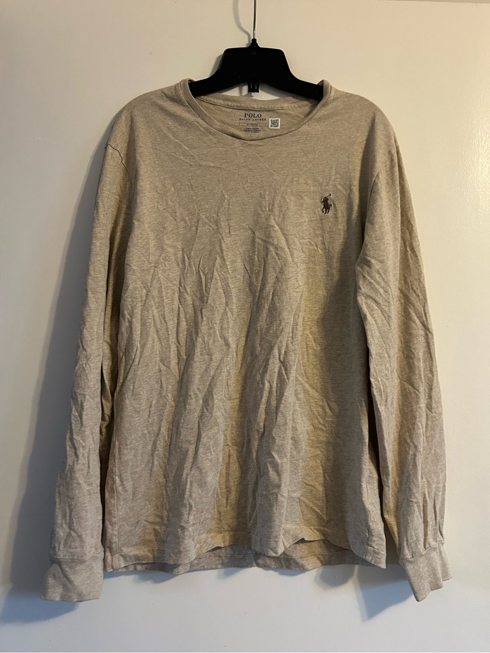 Polo Ralph Lauren Long-Sleeve Crewneck Shirt in Beige Men’s Size M